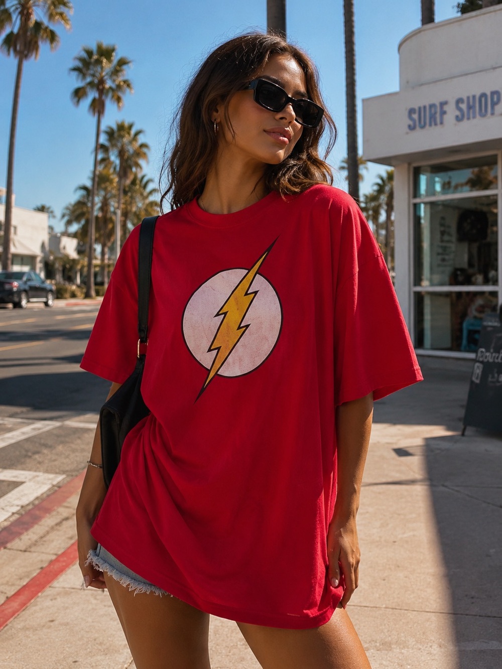 DC Comics The Flash Red Graphic Tee Women’s Oversized L Cotton Superhero Shirt